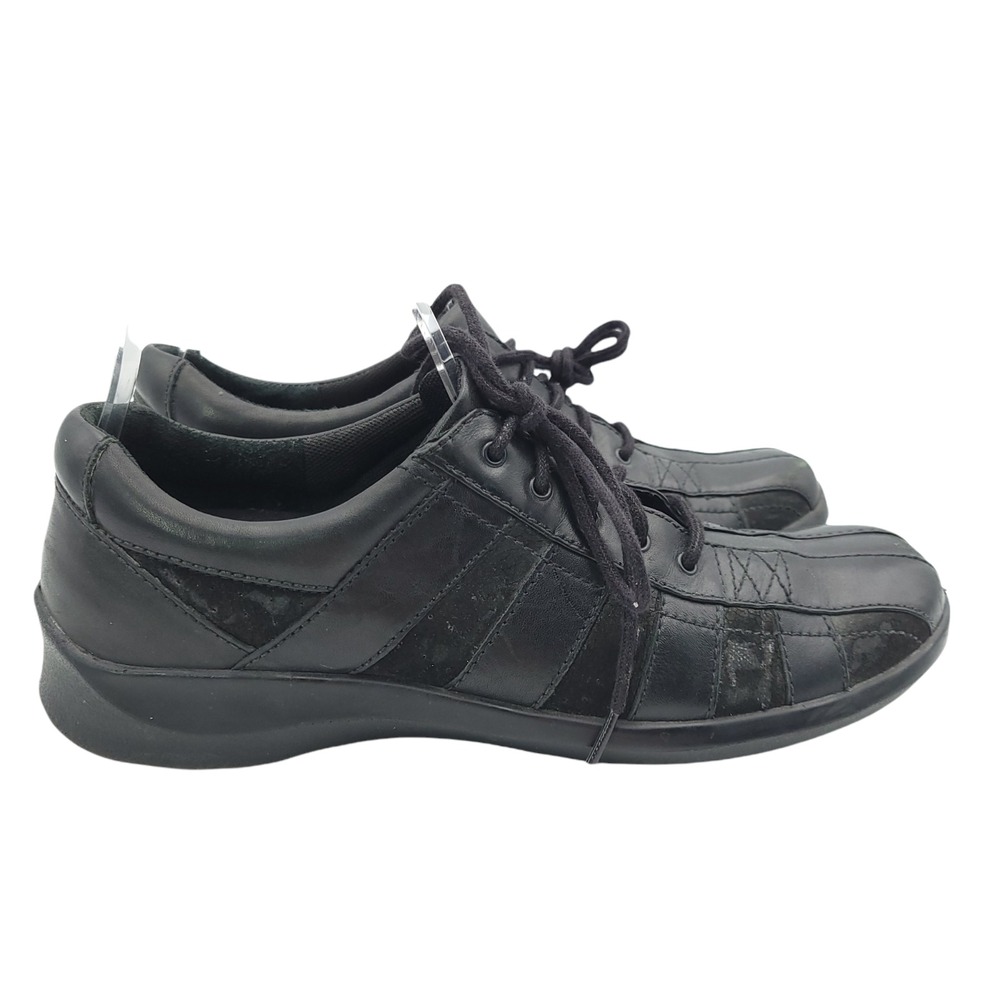 Aetrex Comfort Shoes Sneakers Womens Size 8.5 N Black Lace Up‎ Leather